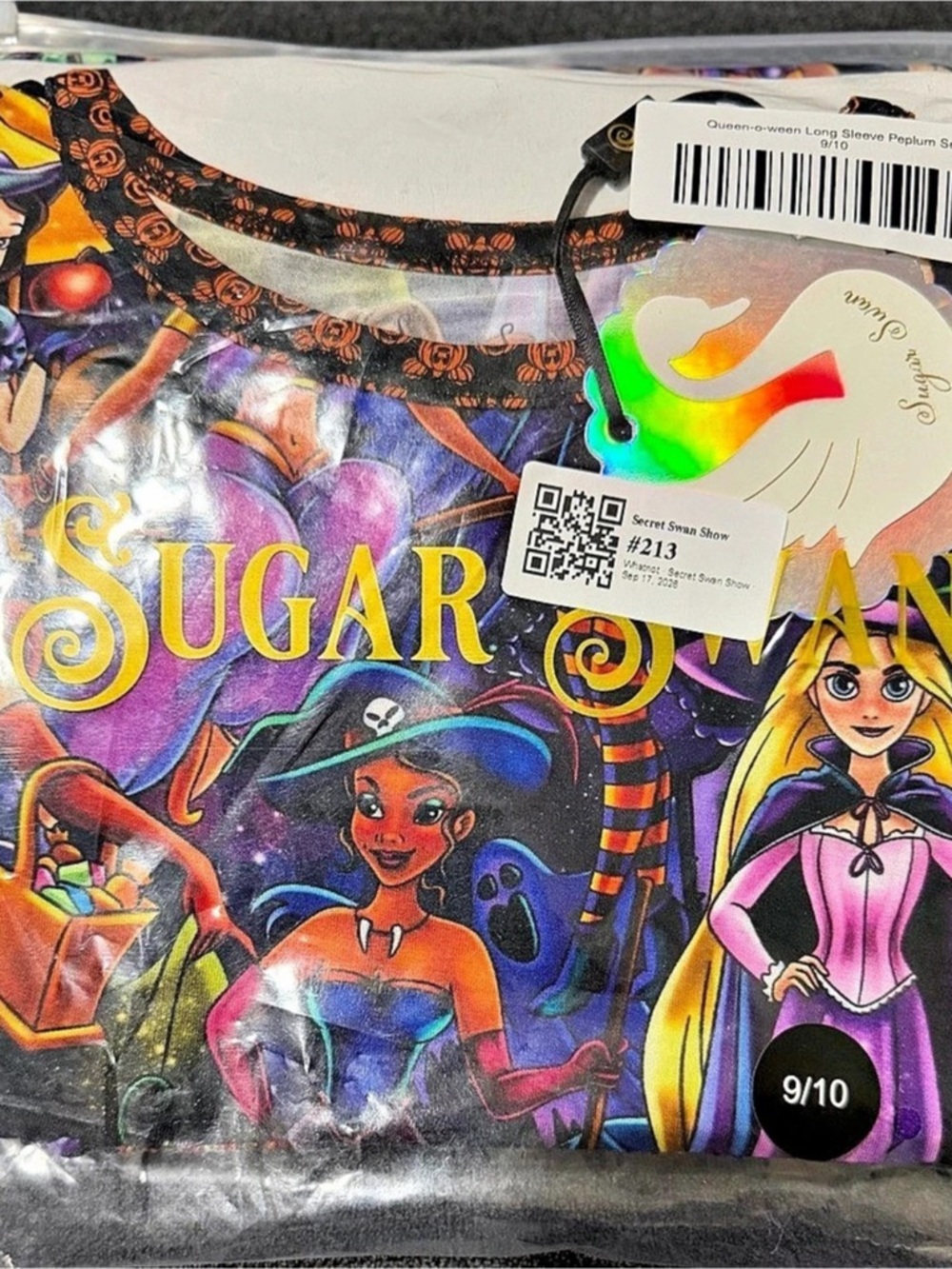 Sugar Swan Queen-a-ween Long Sleeve Peplum Set Girls 9/10